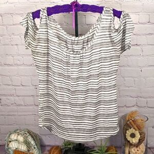 Striped Cold Shoulder Short Sleeve Top